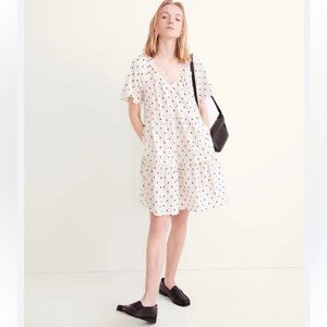 Madewell Cream and Black Polka Dot Skirt